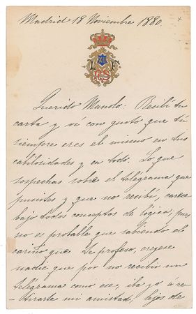 Lot #201 King Alfonso XII Handwritten Letter Signed - Image 1