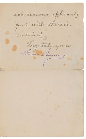 Lot #76 Grover Cleveland Signed Letter - Image 2