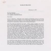 Lot #1057 Marlon Brando: Brando thoughtfully praises Karl Malden 