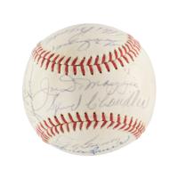 Lot #1349 NY Yankees: HOFers and Stars with DiMaggio and Berra Baseball - Image 1