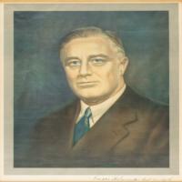 Lot #40 Franklin D. Roosevelt: Original painting of FDR, signed as president - Image 1