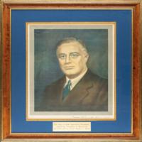 Lot #40 Franklin D. Roosevelt: Original painting of FDR, signed as president - Image 2