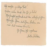 Lot #805 Anton von Webern Signed Note - Image 1