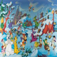 Lot #630 Bill Hanna and Joe Barbera: Massive 'Bedrock Wonderland' animation cel signed by Hanna and Barbera - Image 1