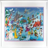 Lot #630 Bill Hanna and Joe Barbera: Massive 'Bedrock Wonderland' animation cel signed by Hanna and Barbera - Image 2