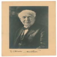 Lot #163 Thomas Edison: Handsome signed portrait of the inventor, certified by his daughter: 