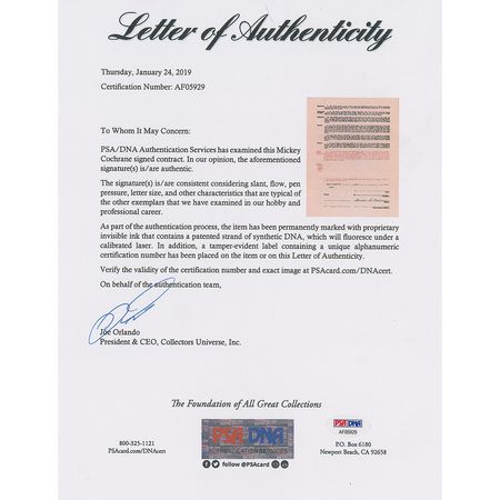 Lot #4236 Mickey Cochrane - Image 3