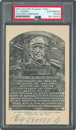 Lot #4125 Cy Young Signed HOF Card - PSA/DNA - Image 1