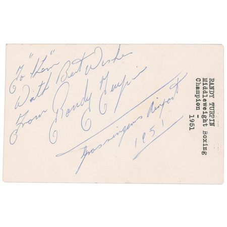 Lot #4190 Randy Turpin Signed Photograph - Image 1