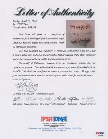 Lot #4070 Mickey Mantle Signed Baseball - Image 2