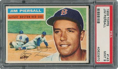 Lot #4240  1956 Topps #143 Jim Piersall - PSA MINT 9 - None Higher! - Image 1