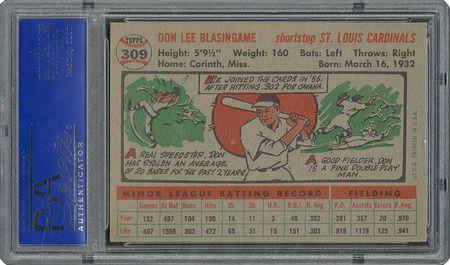 Lot #4244  1956 Topps #309 Don Blasingame - PSA MINT 9 - None Higher! - Image 2
