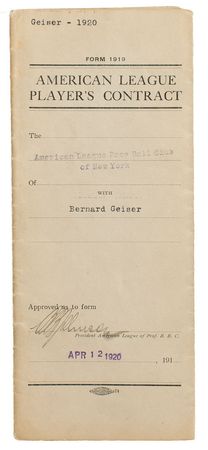 Lot #4062 Ban Johnson and Jacob Ruppert Signed Contract - Image 3