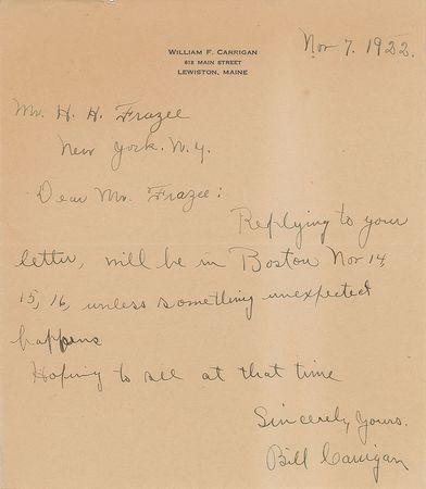 Lot #4027 Bill Carrigan Autograph Letter Signed - Image 1