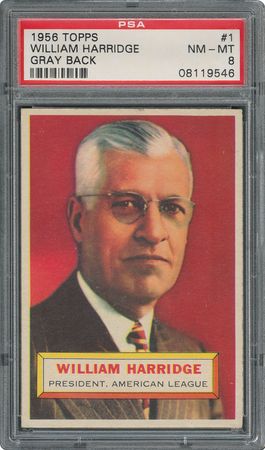 Lot #4005  1956 Topps #1 William Harridge (Gray