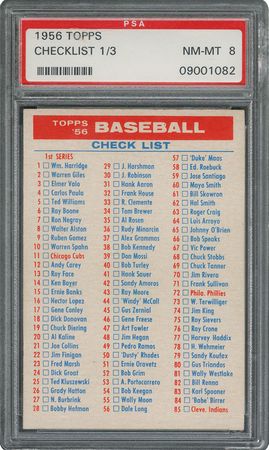 Lot #4014  1956 Topps Checklist 1/3 (Gray Back) -