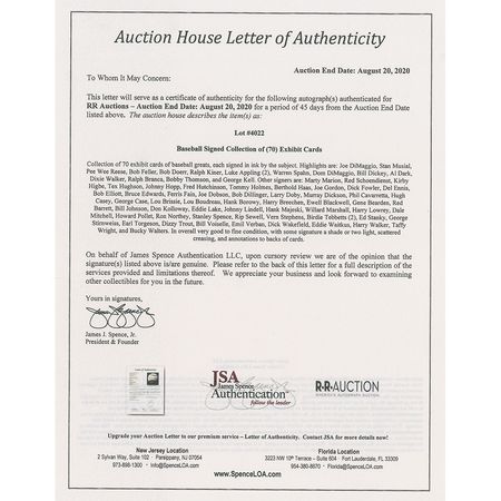 Lot #4022  Baseball Signed Collection of (70) Exhibit Cards - Image 1