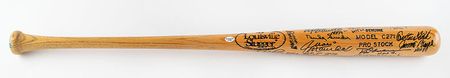 Lot #4020  Baseball Hall of Famers (21) Signed Baseball Bat - Image 1