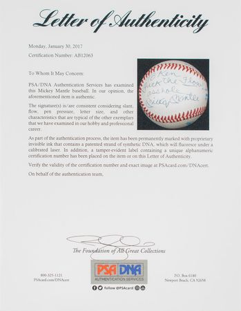 Lot #4303 Mickey Mantle Signed Baseball - Image 2