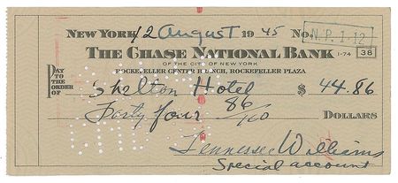 Lot #755 Tennessee Williams Check - Image 1
