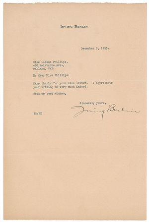 Lot #795 Irving Berlin Lithograph - Image 3