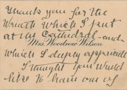 Lot #209 Edith Bolling Wilson Signed Note - Image 1