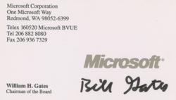 Lot #304. Bill Gates Business Card