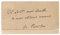 Lot #234 Isaac Newton Signature: Bold signature of