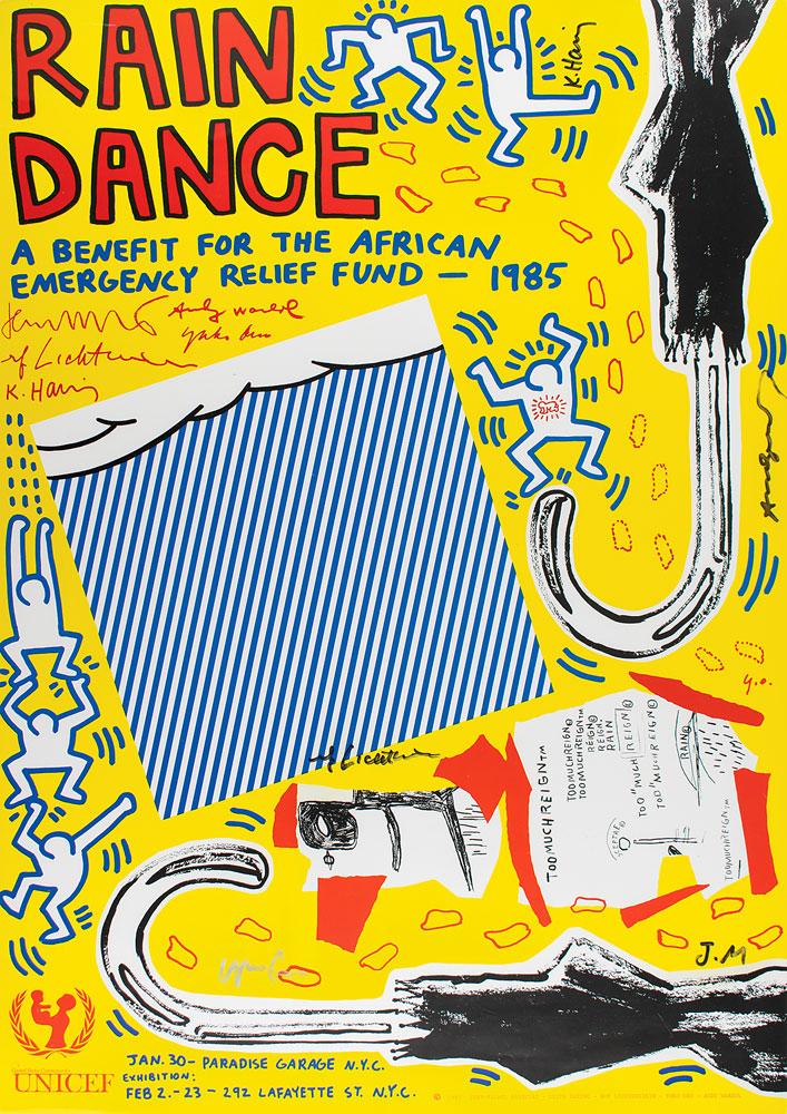 Basquiat HARING Warhol 限定2000 RAIN DANCE Haring, Warhol, Lichtenstein, Basquiat, and Ono Signed 'Rain
