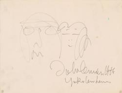 Lot #3063  Beatles: John Lennon Signed Sketch - Image 1