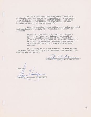 Lot #815 Steve McQueen Signed Document - Image 1