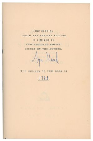 Lot #507 Ayn Rand: Limited anniversary edition of Atlas Shrugged - Image 2
