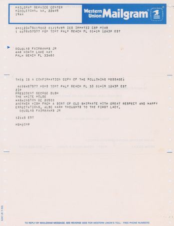 Lot #66 George Bush: To Douglas Fairbanks, Jr. on 
