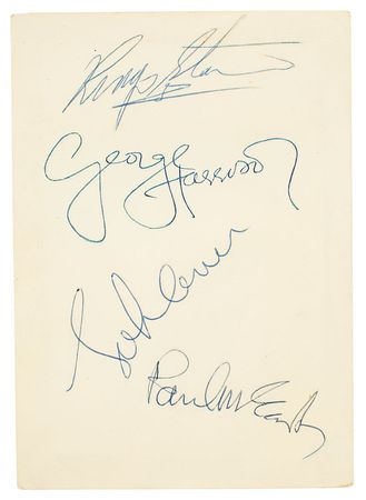 Lot #573 Beatles: Elusive 1967 Beatles promo card signed while filming the Magical Mystery Tour - Image 1