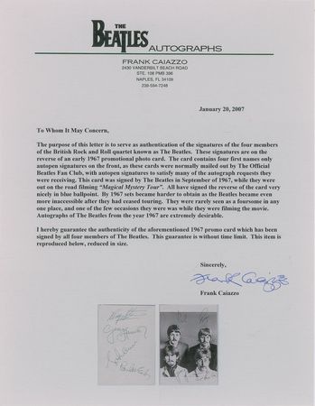 Lot #573 Beatles: Elusive 1967 Beatles promo card signed while filming the Magical Mystery Tour - Image 3