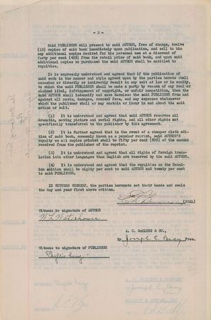 Lot #516 Edgar Rice Burroughs Signed Document - Image 2