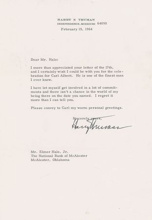 Lot #137 Harry S. Truman Typed Letter Signed - Image 1