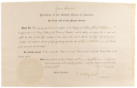 Lot #74 Grover Cleveland Signed Document - Image 1