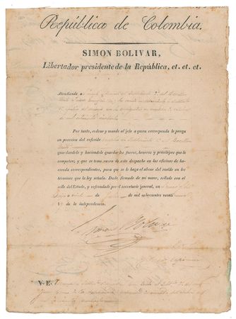Lot #219 Simon Bolivar Handwritten Letter Signed - Image 1