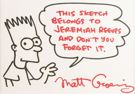 Lot #487 Matt Groening Sketch - Image 2