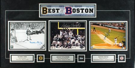 Lot #889 Boston Sports: Ortiz, Orr, and Vinatieri Signed Photographs - Image 1
