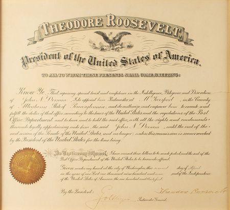 Lot #37 Theodore Roosevelt Signed Document - Image 2