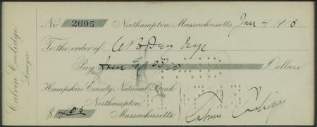 Lot #80 Calvin Coolidge Check - Image 2