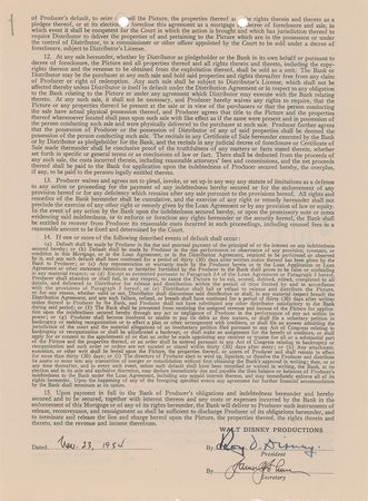 Lot #484 Roy O. Disney Signed Document - Image 1