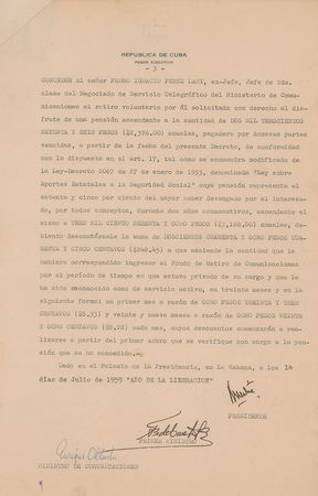 Lot #255 Fidel Castro Signed Document - Image 2