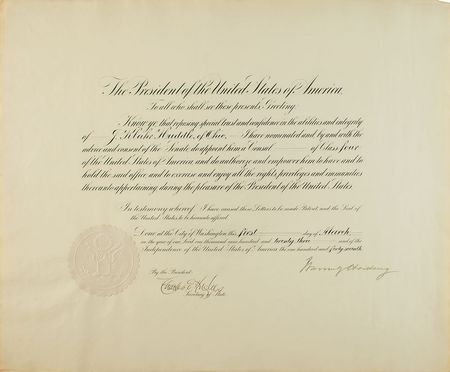 Lot #92 Warren G. Harding Signed Document - Image 1