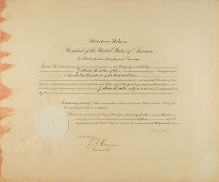 Lot #140 Woodrow Wilson Signed Document - Image 1
