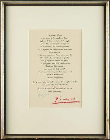 Lot #450 Pablo Picasso Limitation Page - Image 2