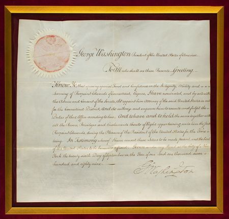 Lot #1 George Washington: Stunningly gorgeous 1789 appointment by George Washington, executed in New York City—then the US capital - Image 2