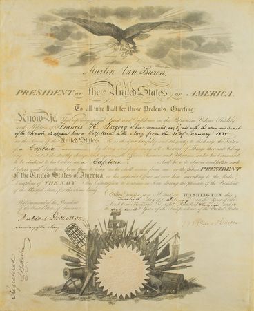 Lot #10 Martin Van Buren: Naval appointment for a